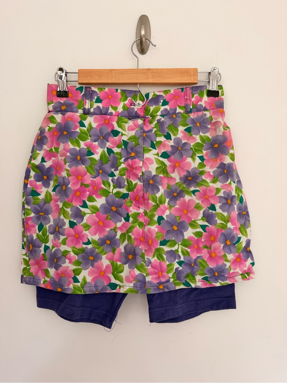 80s LA Wear Floral Print Junior’s Skorts Shorts Pink & Purple Jr’s Size 9 VTG